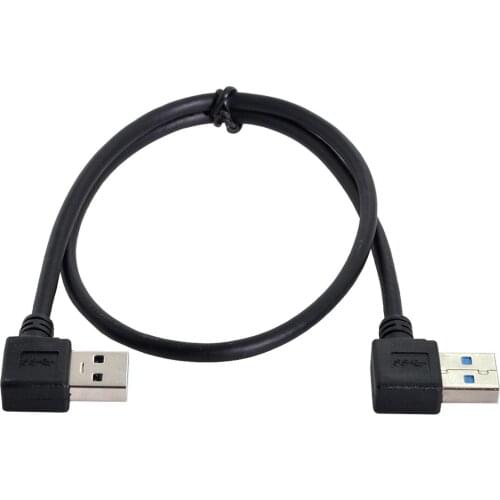 USB 3.0 Type A Male 90 Degree Left Angled to USB 3.0 A Type Right Angled Extension Cable