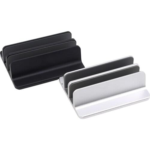 Vertical Double Laptop Stand 2 Slots Aluminum Alloy Bracket Bookshelf Laptop PC Desk Holder Support Household Office Supplies