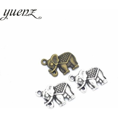 YuenZ 15 pcs Antique Silver color Elephant Charm fit for style Bracelets Necklace DIY Metal Jewelry Making 18*12mm D9164