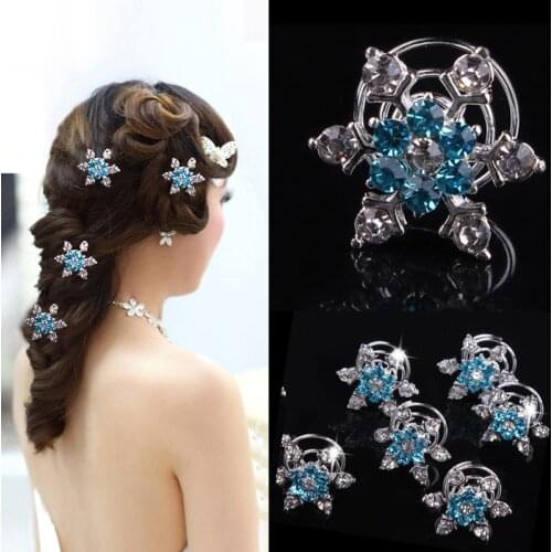 5pcs/lot Snow Spiral Hair Clip Ornament Crystal Flower Hair Pins Swirl Snowflake Hairpin Wedding Hairpin Bridal Tiaras Jewelry