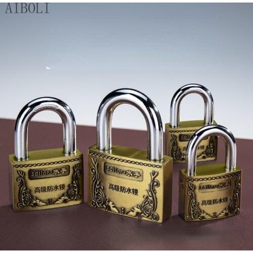Zinc Alloy Lock Core All Copper Antique Lock Waterproof and Rustproof Power Meter Box Locking Crescent Key Open Padlock