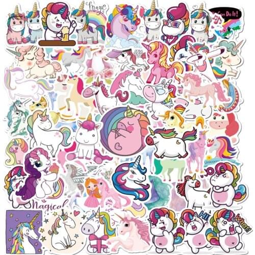10/30/50PCS Animal Unicorn Cute Stickers Skateboard Kawaii Guitar Suitcase Laptop Bike Waterproof Graffiti Sticker Kids Girl Toy