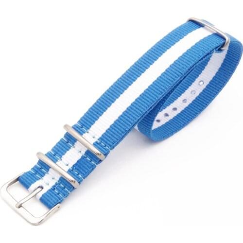 18 20 22 24mm Blue/White Striped For G10 Band Nato Strap for Army Sport Wristwatch Fabric Nylon Watchband