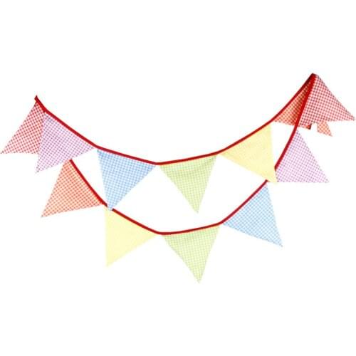 3.2m 12 Flags New Rainbow Color Small Grid Banner Pennant Garland Birthday Bunting Wedding Party Decor New Year Baby Photograph