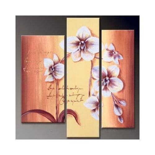 3pcs Hand Painted Canvas Painting-Lyrical Orchids-Modern Canvas Art Wall Decor-Floral Oil Painting Wall Art