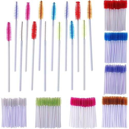 50x Silicone Head Disposable Mascara Wands Eyelash Brushes Lash Extention Women