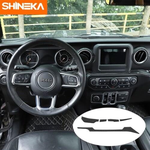 SHINEKA Carbon Fiber Accessories for Gladiator JT Car Interior Center Console Decoration Stickers for Jeep Wrangler JL 2018