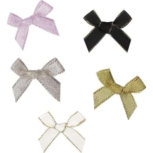 50Pcs Color Glitter Satin Ribbon Bows DIY Craft Supplie Wedding Party Decor Arts Bowknots Sewing Headwear Accessories Appliques