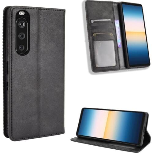 For Sony Xperia 1 5 10 II III Case Luxury Flip PU Leather Wallet Magnetic Adsorption Case For Sony 1III 5III 10III Phone Bags