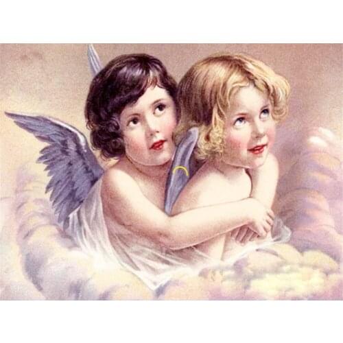 Angel Kids Pre-Printed 11CT Cross-Stitch Embroidery Patterns DMC Threads Knitting Craft Sewing Handiwork For Adults Jewelry