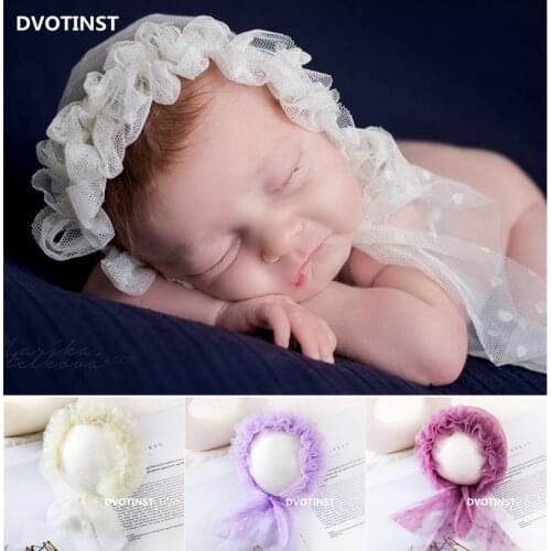 Dvotinst Newborn Baby Girl Photography Props Lace Floral Hat Bonnet Fotografia Accessories Studio Shoots Photo Props Shower Gift