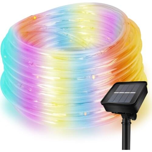 Solar Led Tube String Lights Outdoor Rope Fairy Light Waterproof Solar Powered Lamp Garden Decoration 8 Modes Lighting 7-30M