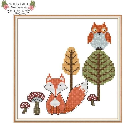 Your Gift DA208 14CT 11CT Counted and Stamped Home Decor The Fox And Owl Needlework Needlepoint Cross Stitch kits