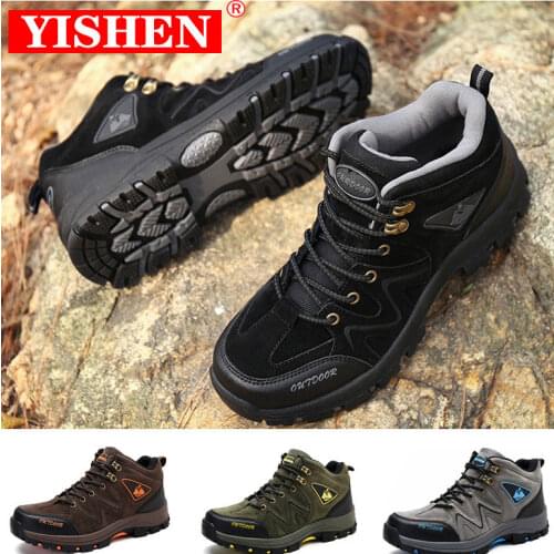 YISHEN Men Hiking Shoes Outdoor Trail Trekking Mountain Climbing Athletic Sports Shoes Winter Anti-Slip Male Casual Sneakers