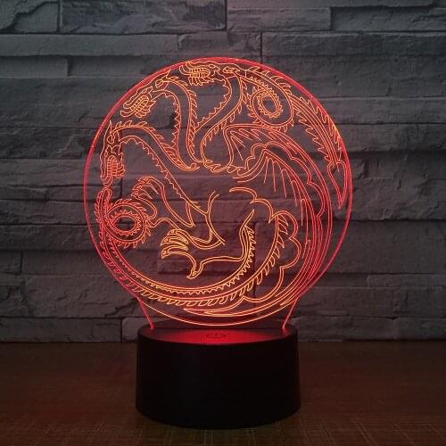 Dragon Totem Round 3d Lamp 7 Colors Led Night Lamps Touch Led Usb Table Lampara Lampe Kids Sleeping Nightlight Drop Shipping