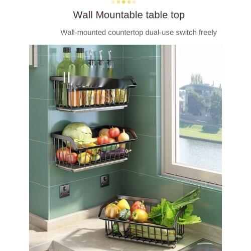 Kitchen Fruits vegetables Receive a frame Free of punch Wall hanging metal seasoning kitchen items organizer and storage
