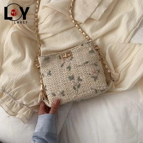 LHXCY Women Shoulder Bag Straw Crossbody Bags For Women New Womens Bag Purses And Handbags Female Straw Messenger Bag Beach Bag