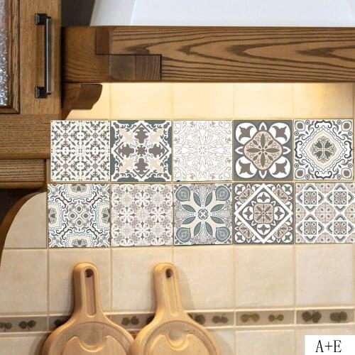 1pcs Classical Style Tile Stickers Retro Pattern Wall Stickers For Living Room Bedroom Kitchen Decoration