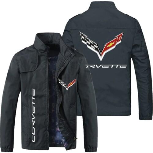 New Men Jacket Corvette Logo Print Zipper Cardigan Jackets Fashion Slim Casual Baseball Uniform Biker Jacket Coat Tops M-5XL