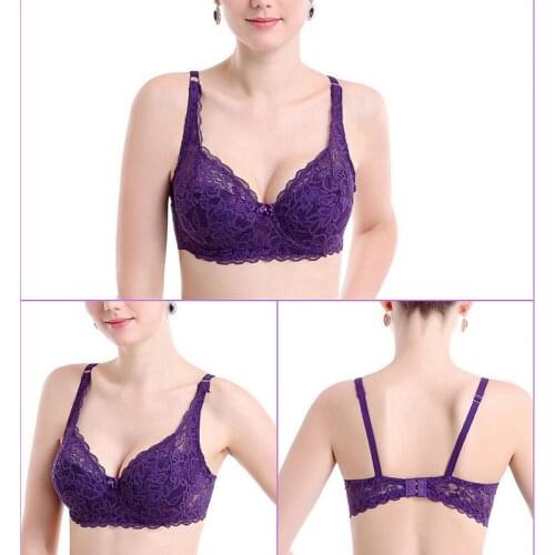NEW LADIES SECRET Women Sexy Ultra Thin Padded Big Embroidery Lace Bra Gorge Bralette A B C D DD E F Cup Bra Underwear BH