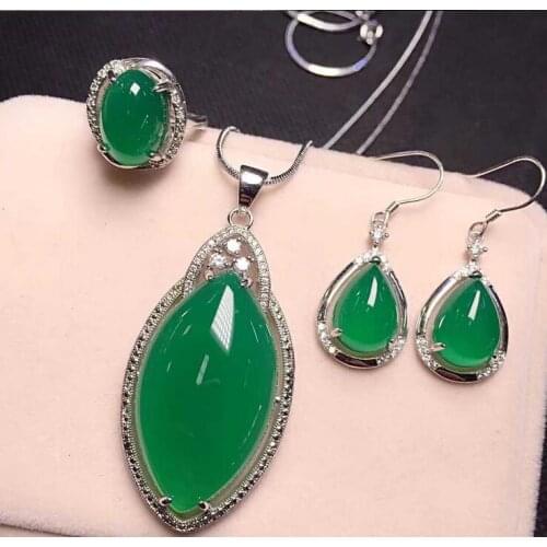 New Product 925 Silver Inlaid With Natural Jade Medullary Jujube Pendant Elliptical Ring Drop Earrings free shipping