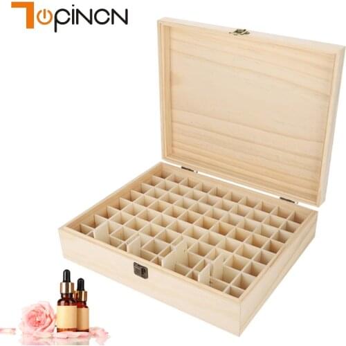 Natrual Single-layer Essential Oil Organizer Wooden Large Storage Box Organizador 74 Bottles Aromatherapy Organizer Storage Case