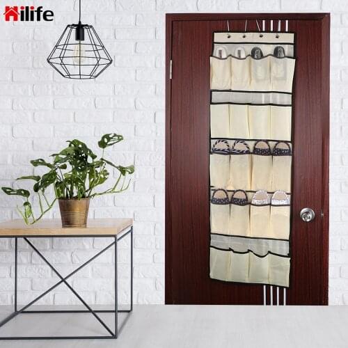 Free Nail 20 Grid Foldable Hanging Bag for Wardrobe Wall Door Back Underwear Sock Tie Shoe Hanging Storage Organizer Space Saver