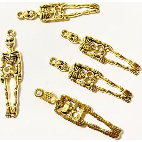 30pcs Punk Skull Pendant Necklace Vintage Gold Color Hip Hop Statement Necklaces for Men Jewelry Accessories Charms Findings