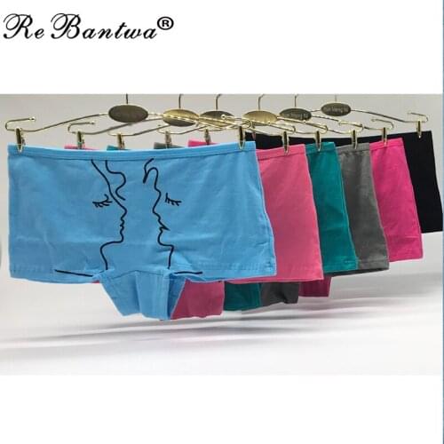 Rebantwa 10pcs Femme Boyshort Low Rise Girls Print Boxers Shorts Ladies Knickers for Women Underwear Cotton Panties Wholesale