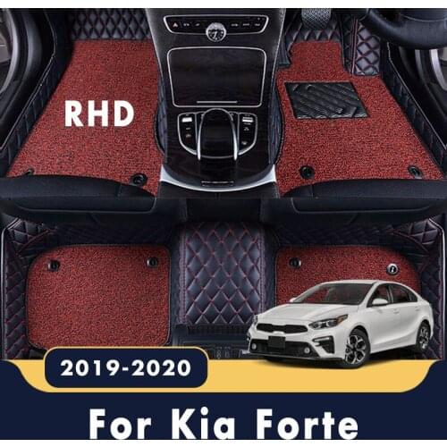 RHD Luxury Double Layer Wire Loop Carpet Car Floor Mats Custom For Kia Forte 2020 2019 Auto Interior Accessories Protect Rugs