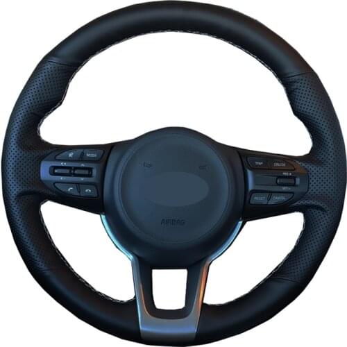 Hand Sewing Car Steering Wheel Cover Wrap Suede Cow Leather For Kia Rio 2018 - 2020 2021 Rio5 2020 K2 Picanto Morning 2017-2021