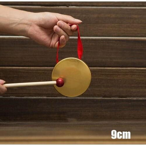 Hand Gong with Wooden Stick Traditional Chinese Folk Musical Instrument Toy for Kids B99