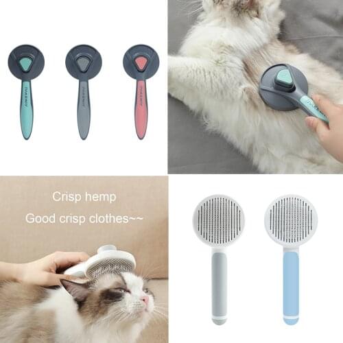 One Key Pet Hair Removal Open Knot Cleaner Massage Cat Comb Trimmer Self Cleaning Special Pin Dog Grooming Brush Accessories