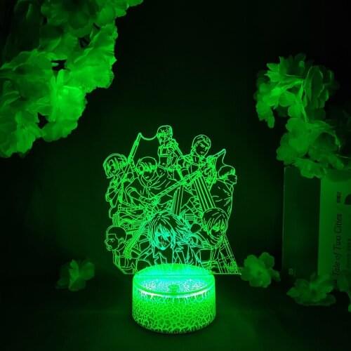LED Light Anime Attack on Titan Investigation Corps Acrylic Night Light RGB Flashing Cool Gift 3D Light Children Bedroom Decor