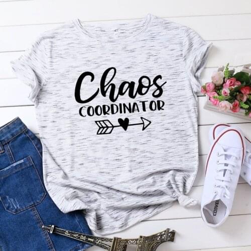 100% Cotton Summer Chaos Coordina Tor Womens T-shirt O-Neck Harajuku Top Casual Female T shirt Oversized Size S-5XL