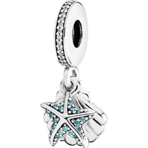 GChic 2020 Summer New Arrival 925 Sterling Silver Starfish and Sea Shell Dangle Charm Fit Original Pandora Bracelet Jewelry Gift