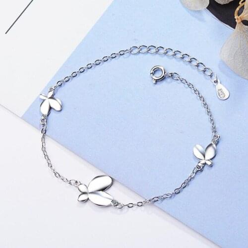 KOFSAC Korean Charm 925 Sterling Silver Bracelets For Women Elegant Cute Butterfly Bracelet Bangles Valentines Day Jewelry Gift