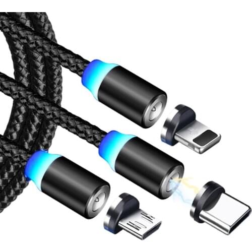 1m Magnetic Cable Micro USB Type C Adapter Charger Fast Charging For iPhone XS Max Samsung Charge Magnet Android Phone Cord