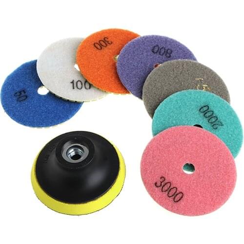 1Set Diamond Polishing Pads Granite Marble Concrete Stone Grinding Discs 3"/4"