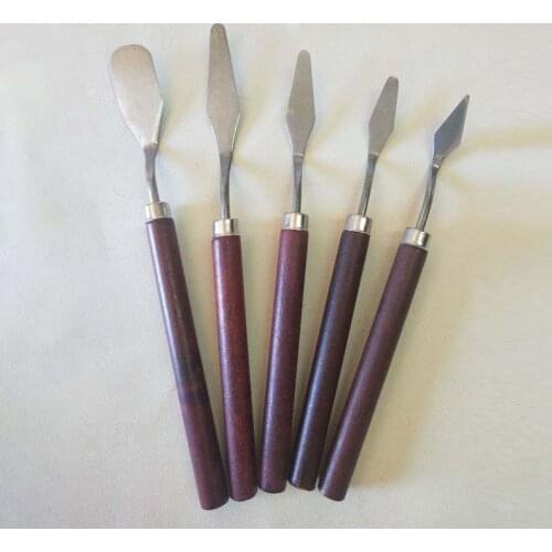 1Pcs Stainless Steel Mixed Palette Scraper Set Spatula Knives Wooden Handle Painting Knife Blade For Artist Oil Painting Tools