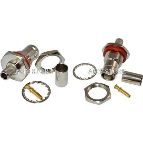 2pcs BNC female nut bulkhead crimp RG59 connector adaptor