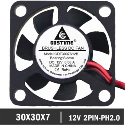 2PCS Gdstime 3007 2Pin 3cm 30*30x7mm 30mm 12V DC Motor Mini Brushless Cooler Cooling Fan