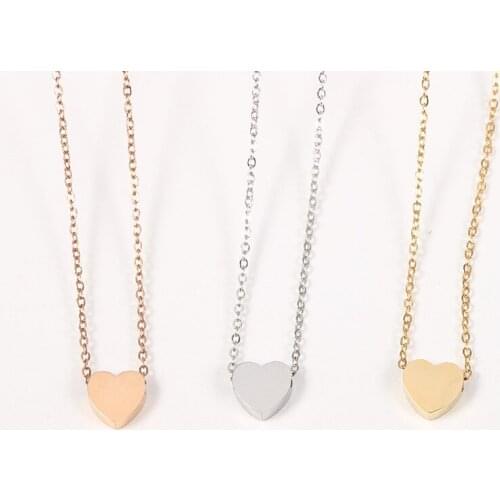 2pcs/Lot Stainless Steel Mirror Polished Heart Triangle Mermaid Tail Pendant Necklaces Women Fashion Jewelry 45cm