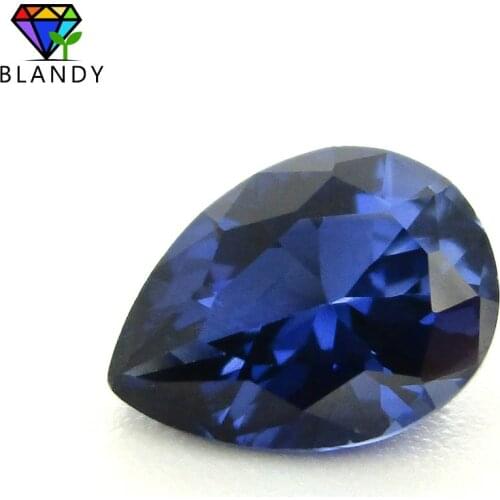 3x5mm~13x18mm #34 Blue Stone Pear Shape Synthetic Corundum Stone Gems for Jewelry Free Shipping