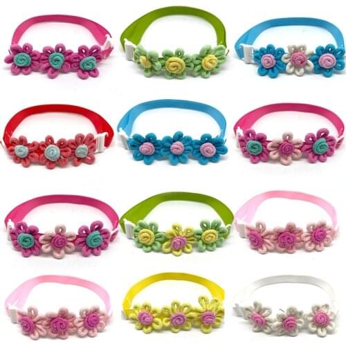 50/100pcs Cute Pet Dog Bow Tie Bright Color Flowers Pet Dog Puppy Bowties Neckties Dog Grooming Accessories Pet Products