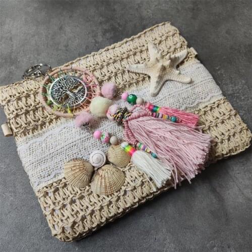 Hawaii Life Tree Tassel Keychains for Women Boho key Holder Keyring Bag Charm Jewelry Gift for Friends Drop Shipping