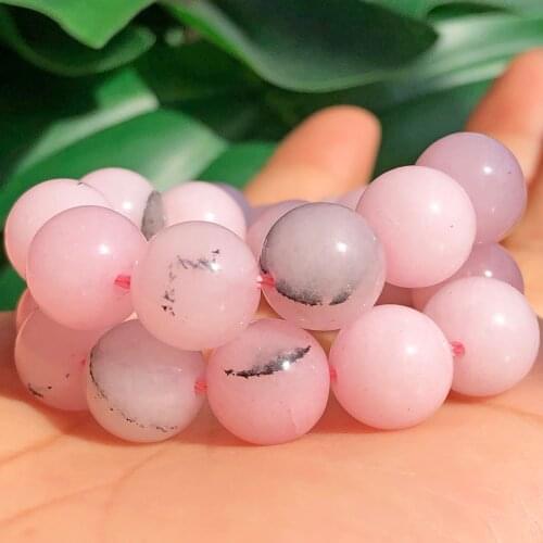 Natural Stone Pink Opal Beads Round Loose Spacer Beads For DIY Jewelry Making Woman Bracelet Accessories 6/8/10MM 15" Strand
