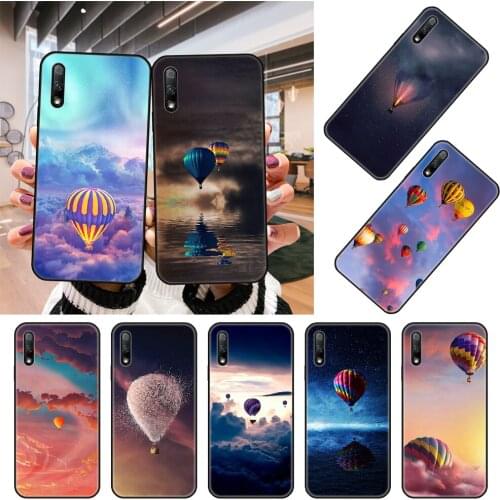 Phone Case For Huawei Honor 8A 9 10 8X 8S 9X i 7X 7A 20 A Lite Pro Black Cover Funda Luxury Coque Trend Hot Air Balloon Rising