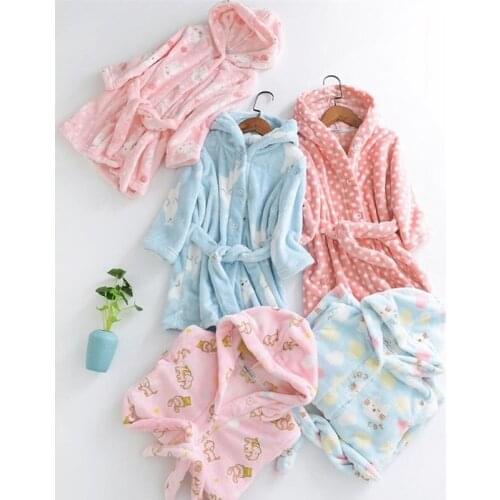 Baby Robe Cartoon Hoodies Girls Boys Sleepwear Hoodies Warm Quality Bath Towels Kids Soft Bathrobe Pajamas Childrens Clothing