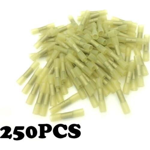 250pcs BHT5 12-10AWG Insulated Heat Shrink Butt Connectors Wire Electrical Crimp Terminals Kit Wire
